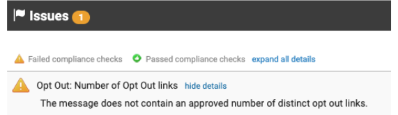 LashBack ComplianceMonitor flagging a missing opt-out link in an affiliate email