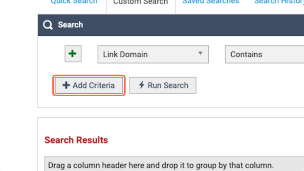 4. Click on Add Criteria