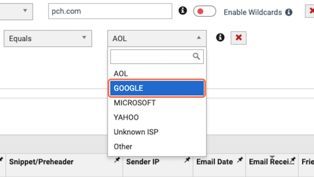 Select an email provider