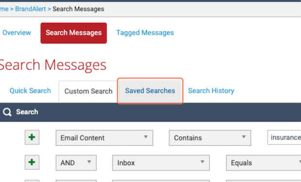 To access your previously saved searches, click on the "Saved Searches" tab