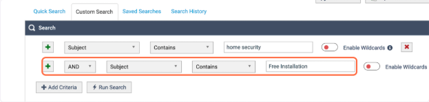 keywords added to search criteria