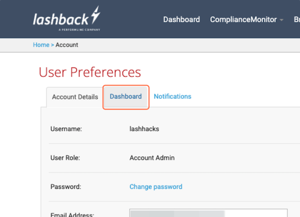 Top customize what is shown on the default dashboard, click “dashboard” in the top tab options