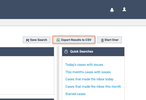 Once your data is ready for export, navigate to the top right-hand section of the screen and click "Export Results to CSV"
